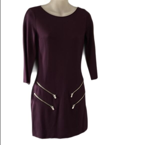 Express Purple Dress with Long Sleeves and Crew Neck, XS - Picture 3 of 7